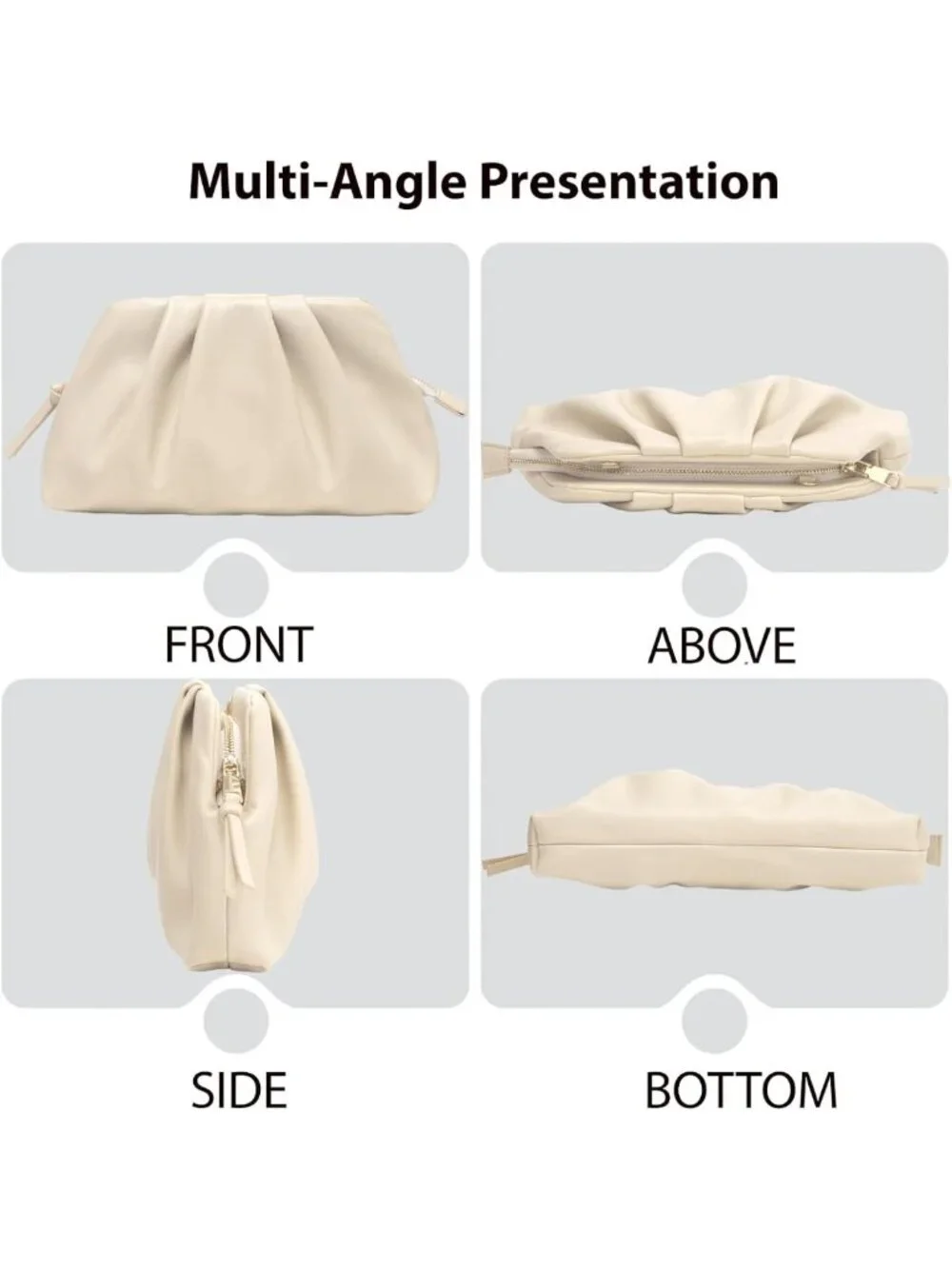 Stylish Vegan Leather Pleated Clutch Purse for Women - Chic Evening Bag with Zip
